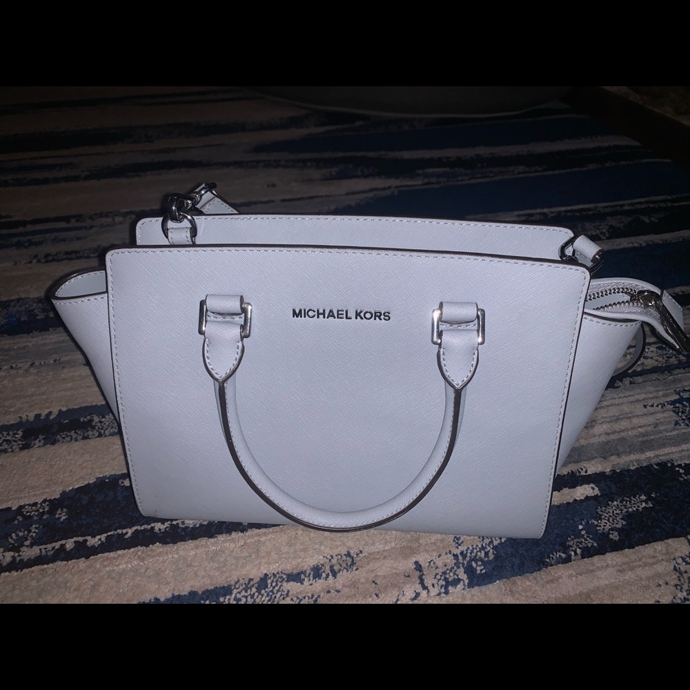 Michael Kors pale blue tote purse
